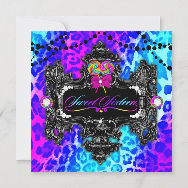 Convites Doce 16 do leopardo do país das maravilhas de 311 (Frente)