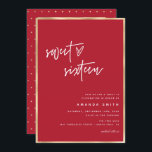 Convites Doce 16 Escrituras Modernas de Vermelho Vermelho A<br><div class="desc">Doce 16 Script Moderno Faux Gold Foil Red Birthday Convite Mensagem-me para qualquer ajuste necessário</div>