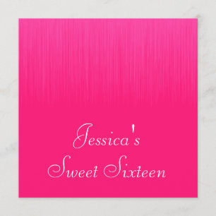 Convites Doce 16 Estático Rosa Quente Festa de aniversári