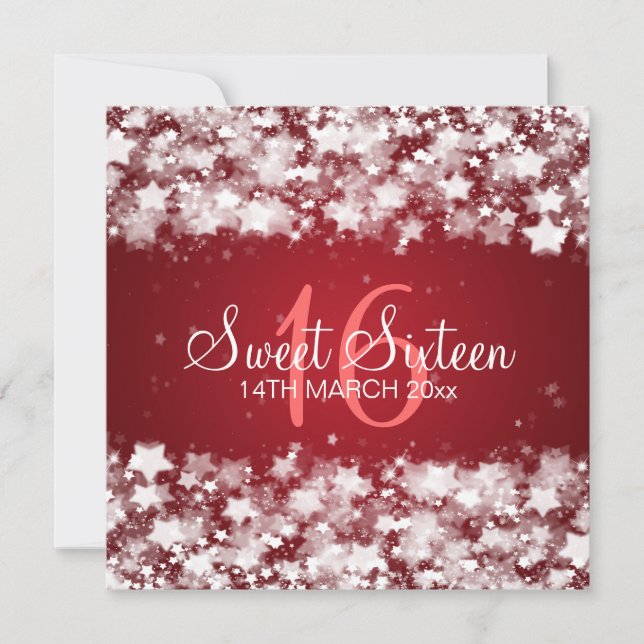 Convites Doce 16 Estrelas do Partido Vermelho (Frente)