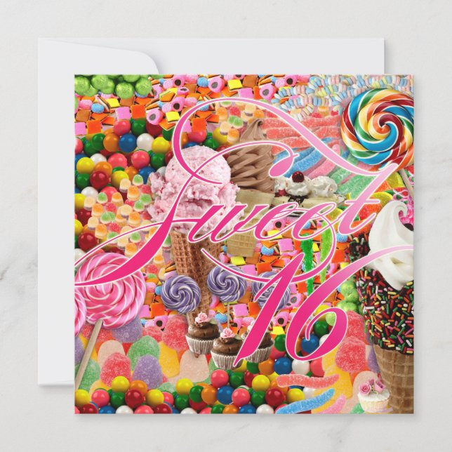 Convites Doce, 16 Festa, Convidado Rosa (Frente)