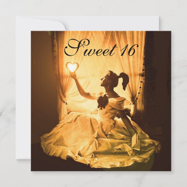 CONVITES DOCE 16 FESTA DE ANIVERSÁRIO, AMARELO DOURADO NEGR (Frente)