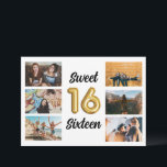 Convites Doce 16 Festa de aniversário de Colagem de Fotos<br><div class="desc">Perfeito para uma doce celebração de 16 anos - este convite de aniversário de balões de ouro número 16 apresenta uma colagem de seis fotos "doce dezesseis" na fonte. Adicione os detalhes da sua festa às costas e envie cartas para a família e amigos, pedindo-lhes que se juntem a vocês...</div>