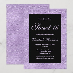 Convites Doce 16 Festa de aniversário de Shimmer Roxo Eleg