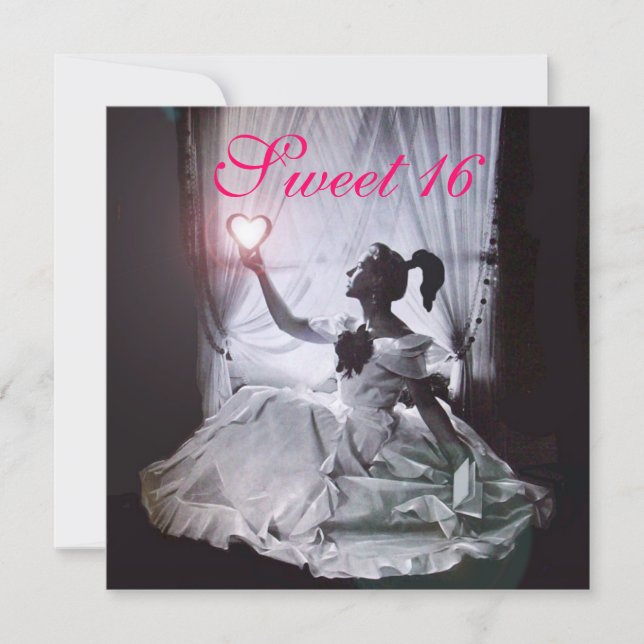 CONVITES DOCE 16 FESTA DE ANIVERSÁRIO, PINK FUCHSIA PRETO (Frente)