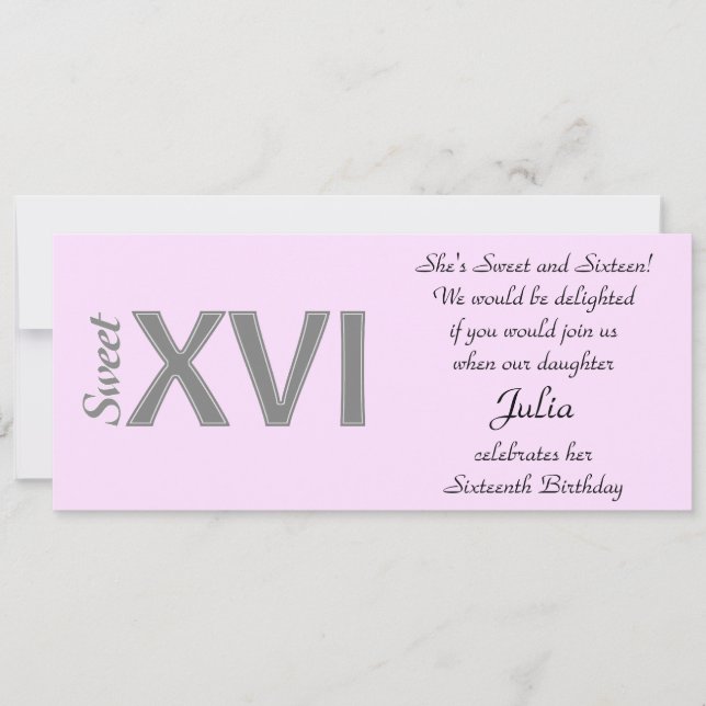 Convites Doce 16 Festa Especial de Aniversário XVI (Frente)
