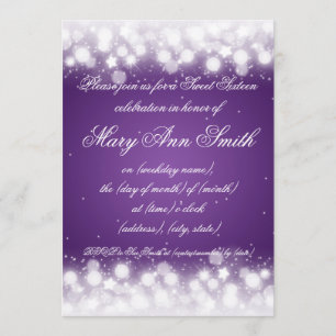 Convites Doce 16 Festa Magic Sparkle Roxo
