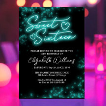 Doce 16 Festa Negra Branca Neon Glow