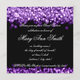 Convites Doce 16 Festa Shimmering Luzes Roxas