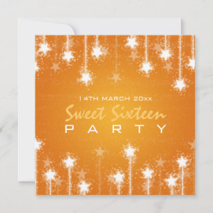 Convites Doce 16 Festa Shimmering Stars Orange