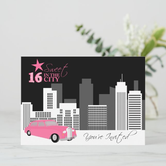 Convites Doce 16 Festas de aniversário (Em pé/Frente)