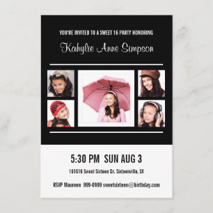 Convites Doce 16 Festas de aniversário com fotos