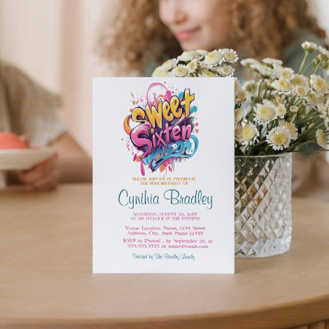 Convites Doce 16 Festas de aniversário I estilo Grafite 2 (Criador carregado)