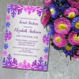 Convites Doce 16 Floco de Neve de inverno Aniversário