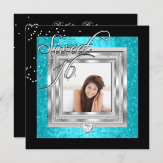 Convites Doce 16 Foto 16 Negra Turquesa
