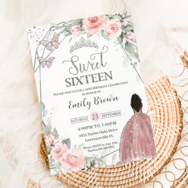 Convites Doce 16 Menina Castanho Escamoteada de Aniversário (Criador carregado)