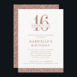 Convites Doce 16 Mínimo de Aniversário com Luminosidade Ros<br><div class="desc">Um simples e minimalista design elegante de glitter rosa de ouro com tipografia rosa mudada de tendência e um monograma personalizado de aniversário num doce e moderno convite de 16 anos para a menina cinzenta que prefere elegância clássica. Os itens de decoração da parte coordenadora disponíveis no Compro Designer de...</div>