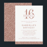 Convites Doce 16 Mínimo de Aniversário com Luminosidade Ros<br><div class="desc">Um simples e minimalista design elegante de glitter rosa de ouro com tipografia rosa mudada de tendência e um monograma personalizado de aniversário num doce e moderno convite de 16 anos para a menina cinzenta que prefere elegância clássica. Os itens de decoração da parte coordenadora disponíveis no Compro Designer de...</div>