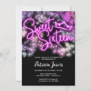 Convites Doce 16 Noite Colorida Neon Glow Dark Party