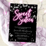 Convites Doce 16 Noivado, Festa Tão Rosa Quente Neon<br><div class="desc">Celebre seu dia especial com nossos 16 designs! Nosso design inspirado em neon fará uma declaração com seus tons de rosa e preto. É a maneira perfeita de dizer a todos que você está fazendo 16 anos!</div>