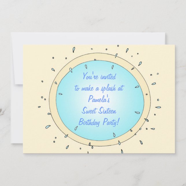 Convites Doce, 16 Piscinas do Aniversário (Frente)
