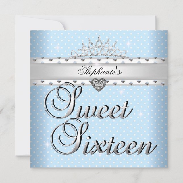 Convites Doce 16 Pontos Azuis Festas de aniversário Brancos (Frente)