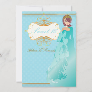 Convites Doce 16/ princesa/bolinhas