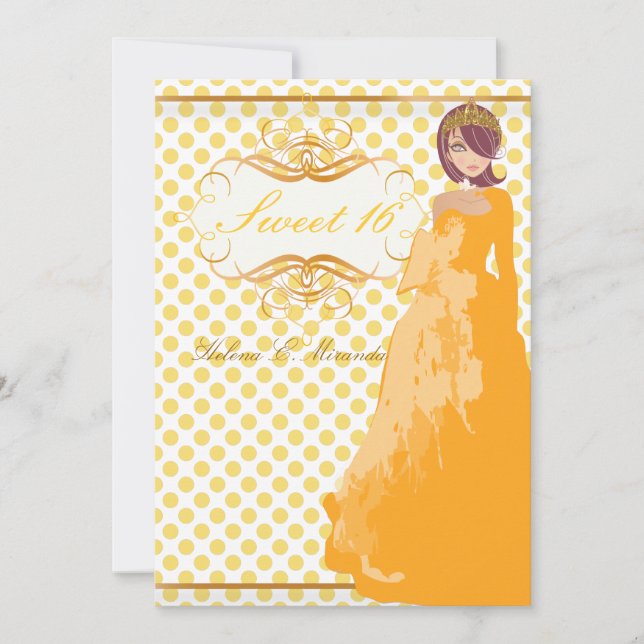 Convites Doce 16/ princesa/bolinhas (Frente)