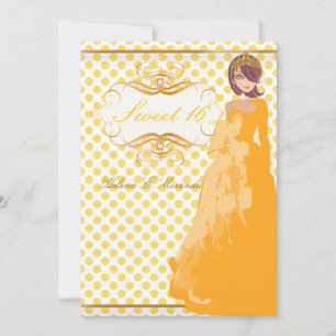 Convites Doce 16/ princesa/bolinhas