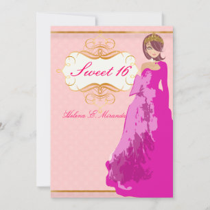Convites Doce 16/princesa/bolinhas