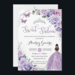 Convites Doce 16 Princesa Floral Roxa Prata Aniversário<br><div class="desc">Personalize este adorável convite de 16 anos do Sweet com uma redação própria,  fácil e rapidamente,  basta pressionar o botão personalizá-lo para reorganizar e formatar o estilo e a colocação do texto. Itens correspondentes disponíveis no repositório! c) O Feliz Cat Studio</div>