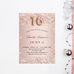 Convites Doce 16 rosa dourado brilhante brilha luxo<br><div class="desc">Para uma elegante festa de aniversário 16, 16. Um fundo de gradiente rosa ouro. Decorado com rosa dourado falso poeira brilhante. Personalize e adicione um nome e detalhes da parte. O nome é escrito com um script de estilo manuscrito. O número 16 é escrito com uma fonte no estilo do...</div>