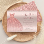Convites Doce 16 Rosa Dourado Glam 16ª Festa de aniversário<br><div class="desc">Um bonito,  moderno e chic doce convite de 16 anos,  com vestimenta de ouro falso rosa e salpicos reluzentes contra fundo branco rosa-claro. Adicione facilmente os detalhes de aniversário clicando no botão "Personalizar".</div>