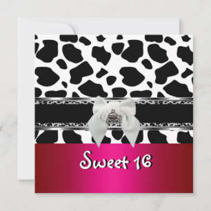 Convites Doce 16 Rosa Prata Preto Branco Vaca Leopardo