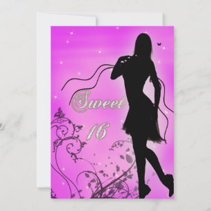 Convites Doce 16 Silhouette Birthday