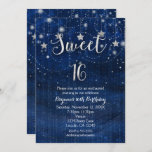 Convites Doce 16 Starry Night Silver & Blue Invitation<br><div class="desc">Doce 16 Starry Night Silver & Blue Invitation. Personalize os dois lados da maneira que quiser,  para qualquer evento.</div>