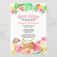 Doce 16 Tema Havaiano Festa de Watercolor Luau