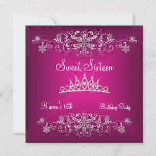 Convites Doce 16 Tiara de Diamante Prata Rosa