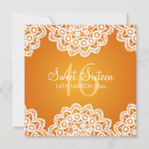 Convites Doce 16 Vintage Lace Orange