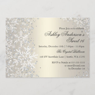 Convites Doce 16 Winter Wonderland Sparkle Snowflakes