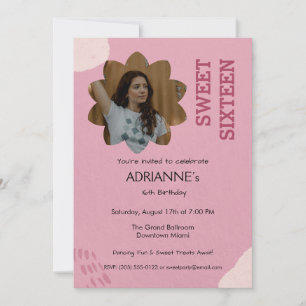 Convites Doce Aestésico Rosa Dezesseis Festas de aniversári