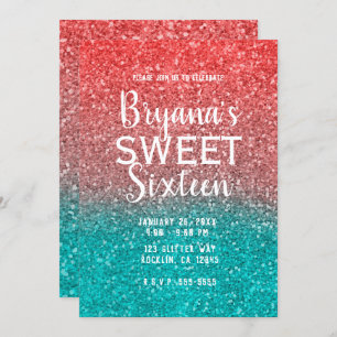 Convites Doce alaranjado 16 do brilho do Aqua da cerceta do