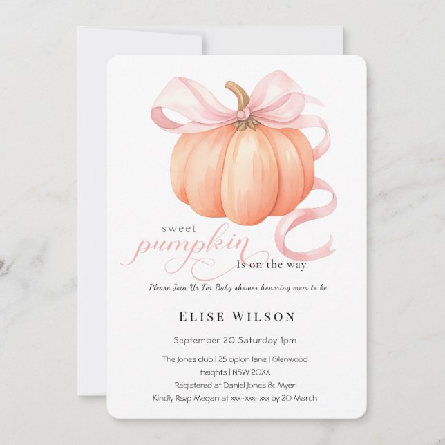 Convites Doce arco rosa-abóbora está a caminho (Frente)