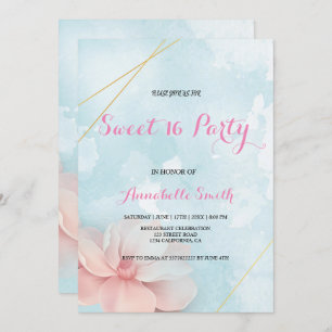 Convites Doce azul 16 da aguarela do quadro floral