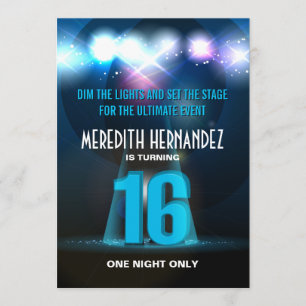 Convites Doce azul 16 da estrela do projector