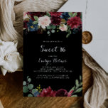 Convites Doce Botânico Negro Russo 16 Festa de aniversário<br><div class="desc">Esta rústica convite de aniversário botânica negra de 16 anos é perfeita para um aniversário clássico. A design apresenta flores brilhantes,  vermelhas,  marinhos,  azuis e esbranquiçadas radiantes e graciosas pintadas à mão num fundo preto,  inspirando beleza natural.</div>