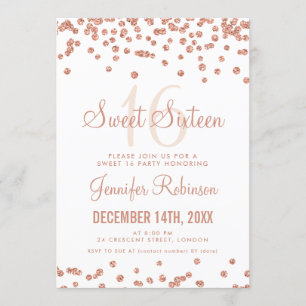Convites Doce Branco Dourado Rosa 16 Aniversário Glitter C