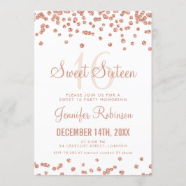 Convites Doce Branco Dourado rosa 16 Aniversário Glitter Co