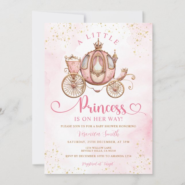 Convites Doce Carruagem de Princesinha Churrasco Real do Be (Frente)