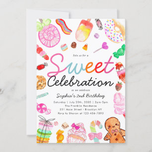 Convites Doce Celebração Kids Candyland Aniversário